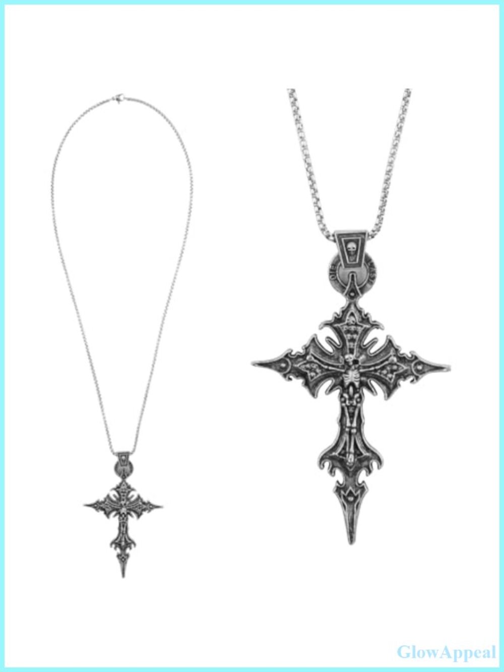 Gothic Cross Skull Pendant Necklace Alloy Y2K Grunge Punk Cosplay Jewelry Gift